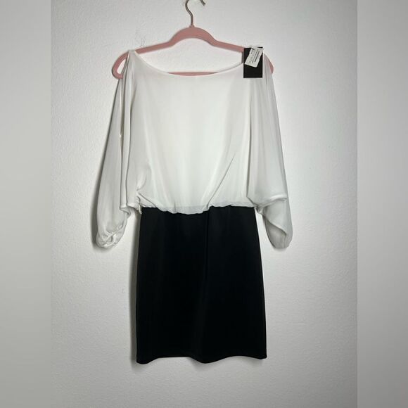 Babe Jacaranda Sheer Oversized White Top Black skirt Formal Dress Size M NWT - Picture 3 of 15